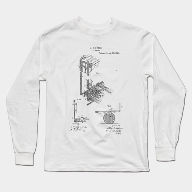 Car Break Vintage Patent Hand Drawing Long Sleeve T-Shirt by TheYoungDesigns